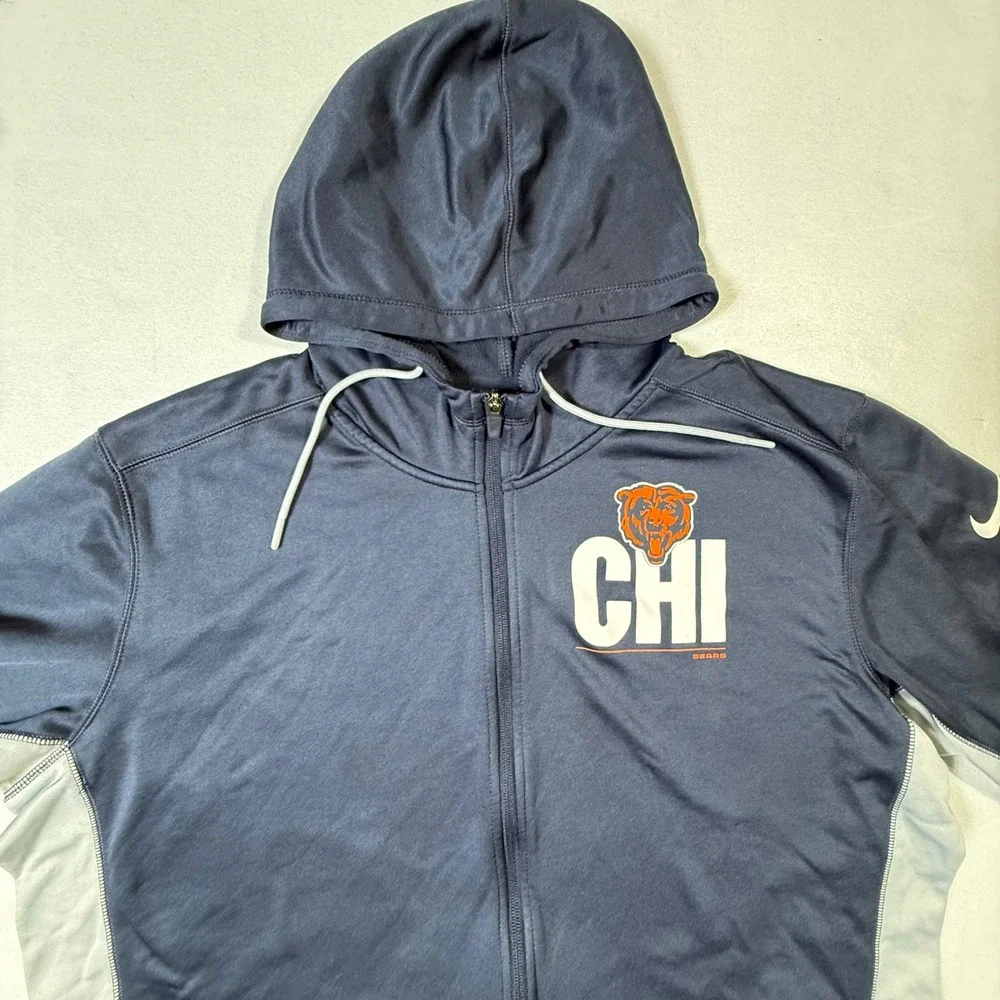 Nike Chicago Bears NFL Hoodie Jacket Mens 2XL Team Apparel Full Zip Navy